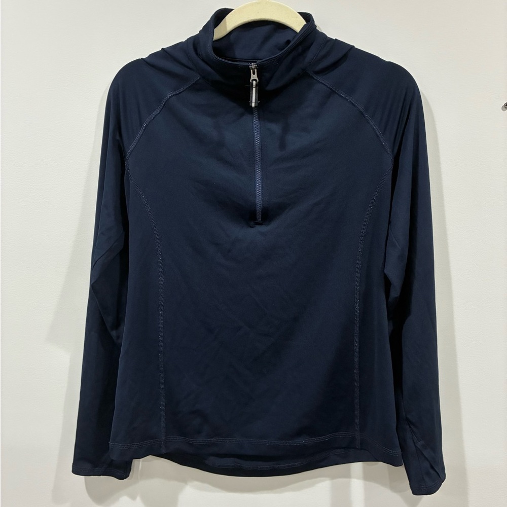 Soybu Navy Blue Quarter-Zip Pullover Athletic Jacket with Thumb Holes Small